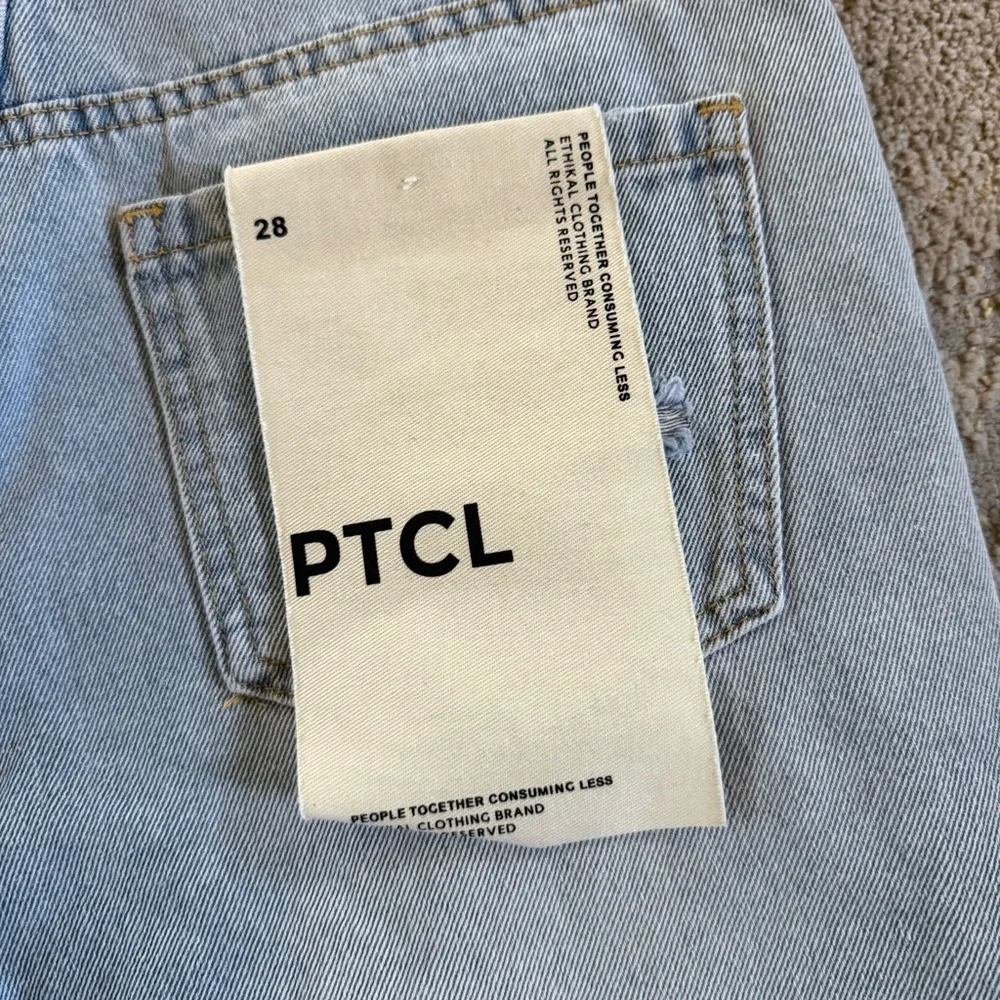 PTCL Nola high rise denim Bermuda Jean shorts long modest shorts 28